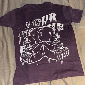 Purple Graphic Short Sleeve Tee with White Bear Print